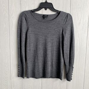 Talbots Petites Gray Puff Sleeve Sweater Long Sleeve Size SP